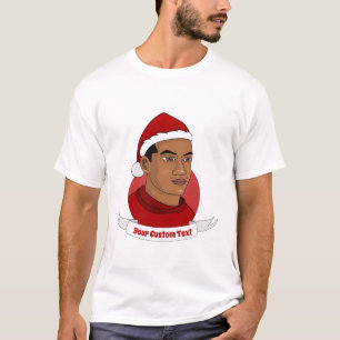 Mann mit dem Weihnachtsmann-Cartoon T-Shirt