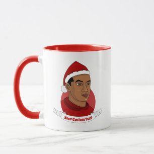 Mann mit dem Weihnachtsmann hat Cartoon Tasse