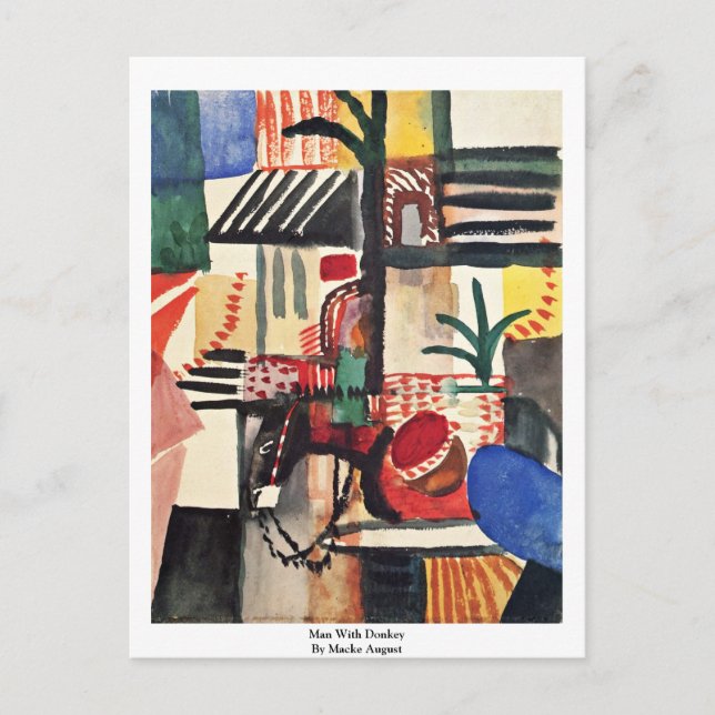 Mann mit Donkey von Macke August Postkarte (Vorderseite)
