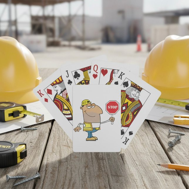 Mann mit einem Stoppschild Spielkarten (Von Creator hochgeladen)