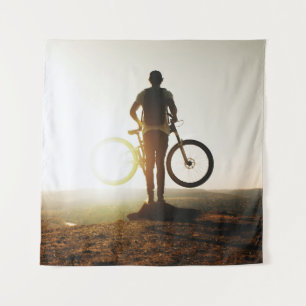 Mann mit Fahrrad Wandteppich