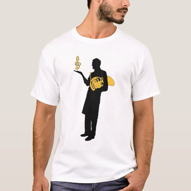 Mann mit französischem Horn-T - Shirt (Vorderseite)