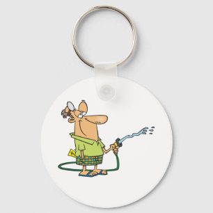 Mann mit Gartenschlauch Schlüsselanhänger