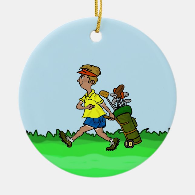 Mann mit Golftasche Weihnachtsdekoration Keramik Ornament (Vorne)