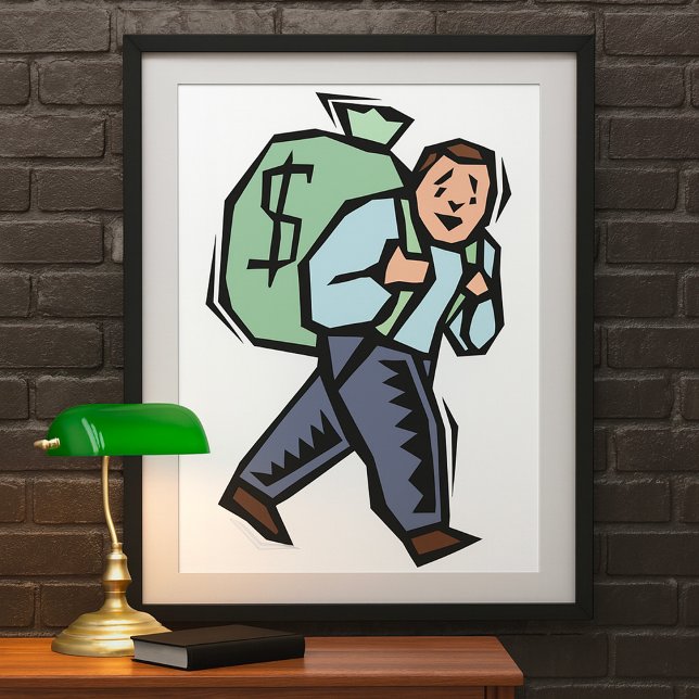 Mann mit großer Geldtasche Poster (Von Creator hochgeladen)