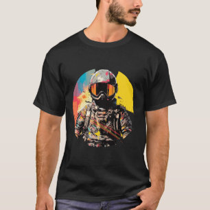 Mann mit Helm-Video-Spielcharakter Futuristisch T-Shirt