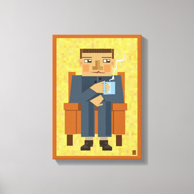 Mann mit Kaffee - moderne Poster-Kunst Leinwanddruck (Vorderseite)