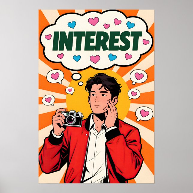 Mann mit Kamera Pop Art Poster (Vorne)