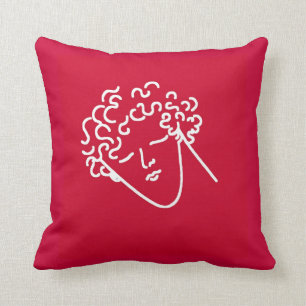 Mann mit lockerem Haar rot Kissen