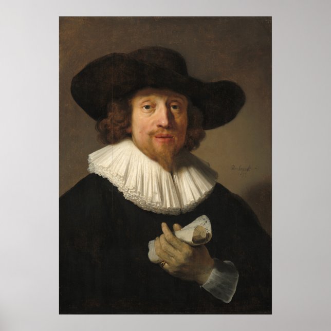 Mann mit Notenblatt, Rembrandt Fine Art Poster (Vorne)