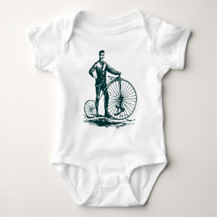 Mann mit Penny Farthing - Dunkelgrün Baby Strampler