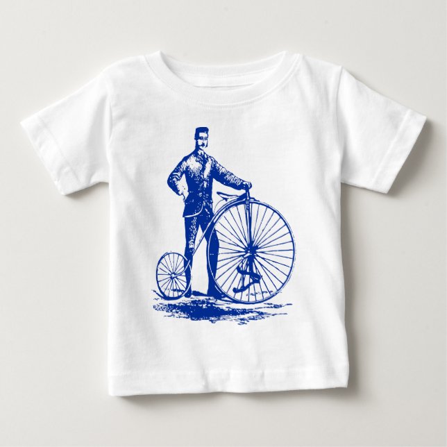 Mann mit Penny Farthing - Marine Baby T-shirt (Vorderseite)