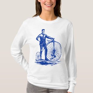 Mann mit Penny Farthing - Marine T-Shirt
