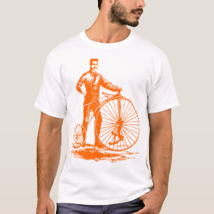 Mann mit Penny Farthing - Orange T-Shirt