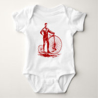 Mann mit Penny Farthing - Rubinrot