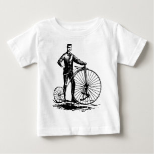 Mann mit Penny Farthing - Schwarz Baby T-shirt