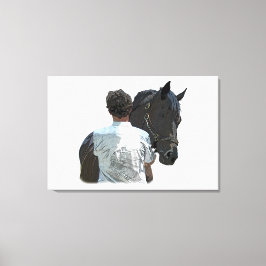 Mann mit Pferdeschlitten Leinwand Print