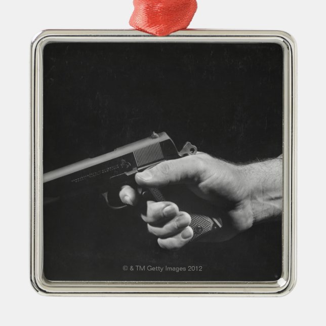 Mann mit Pistole Silbernes Ornament (Vorne)
