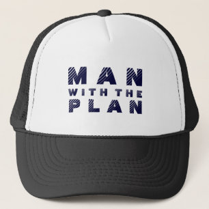 Mann mit Plan Blue Text Design Truckerkappe