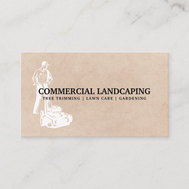 Mann mit Rasenmäher Visitenkarte (Vorderseite)