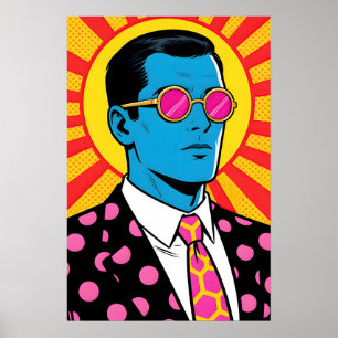Mann mit rosa Sonnenbrille Pop Art Poster
