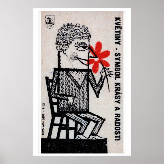 Mann mit roten Blumen - Matchbox-Druck - Tschechis Poster (Vorne)