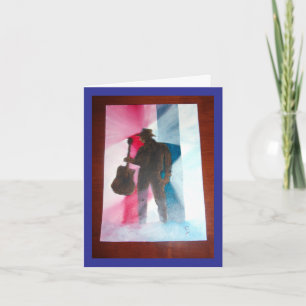 Mann mit schwarzer Gitarrenkarte Dankeskarte