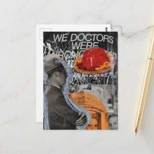 Mann mit schwebender Dessert-Collage Postkarte