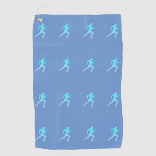 Mann mit Silhouette Gradient & Heartbeat Blue Golfhandtuch