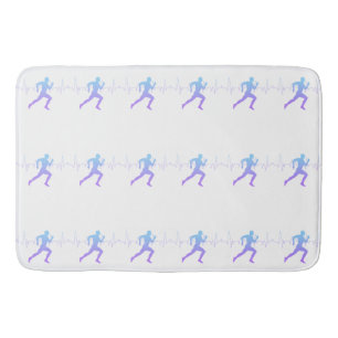 Mann mit Silhouette Gradient & Heartbeat Line Badematte