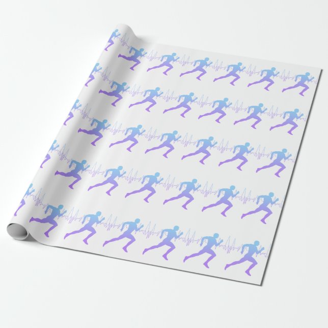 Mann mit Silhouette Gradient & Heartbeat Line Geschenkpapier (Ungerollt)