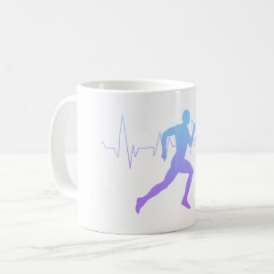 Mann mit Silhouette Gradient & Heartbeat Line Kaffeetasse