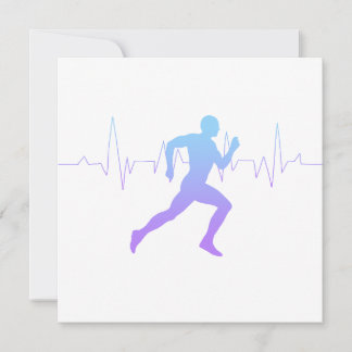 Mann mit Silhouette Gradient & Heartbeat Line Karte