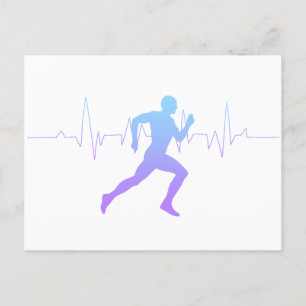 Mann mit Silhouette Gradient & Heartbeat Line Postkarte