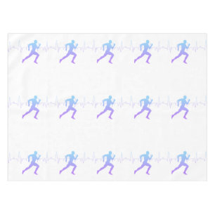 Mann mit Silhouette Gradient & Heartbeat Line Tischdecke