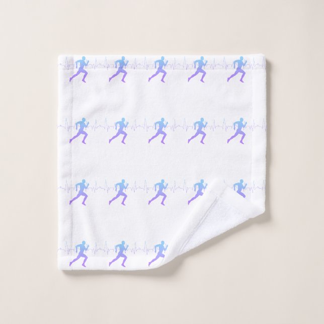 Mann mit Silhouette Gradient & Heartbeat Line Waschlappen (Waschlappen)