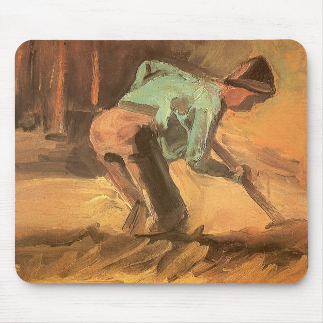 Mann mit Stock oder Spaten gebeugt, Vincent van Go Mousepad (Vorne)