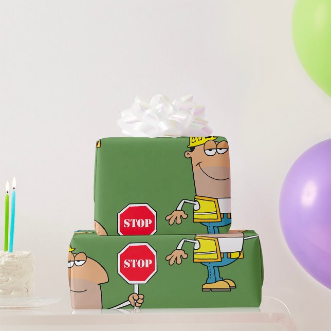 Mann mit Stoppschild Geschenkpapier (Von Creator hochgeladen)