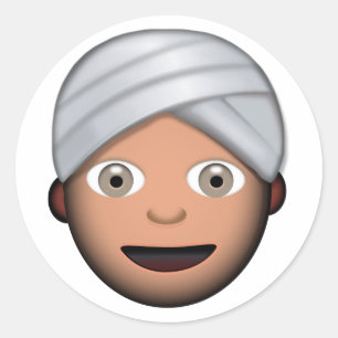 Mann mit Turban Emoji Runder Aufkleber