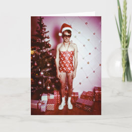 Mann mit Weihnachtskarte Karte