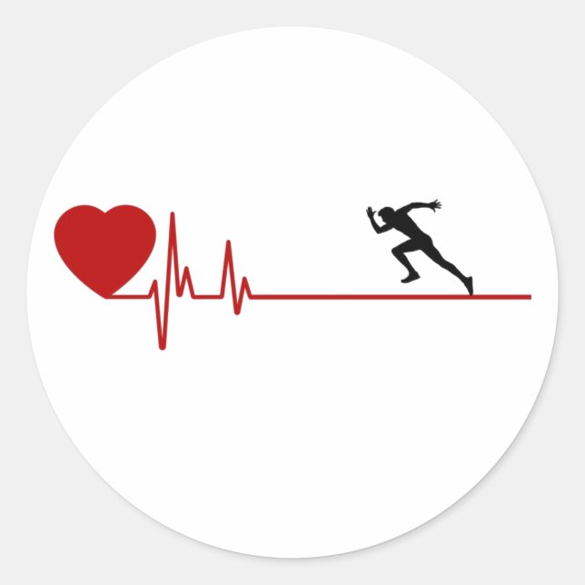 Mann mit Workout-Heart-Rate-Aufkleber Runder Aufkleber (Vorderseite)