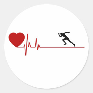 Mann mit Workout-Heart-Rate-Aufkleber Runder Aufkleber