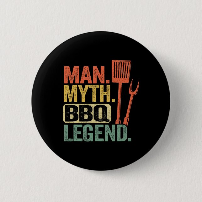 Mann Myth BBQ Legende Barbecue Grillen Papa Grillv Button (Vorderseite)