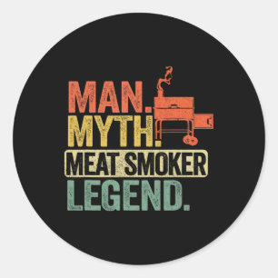 Mann Mythos Fleisch Räucher Legende Vater Grillvat Runder Aufkleber