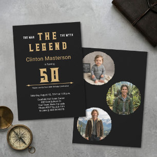 Mann Mythos Legende Schwarzes Gold 50. Multi-Foto Einladung