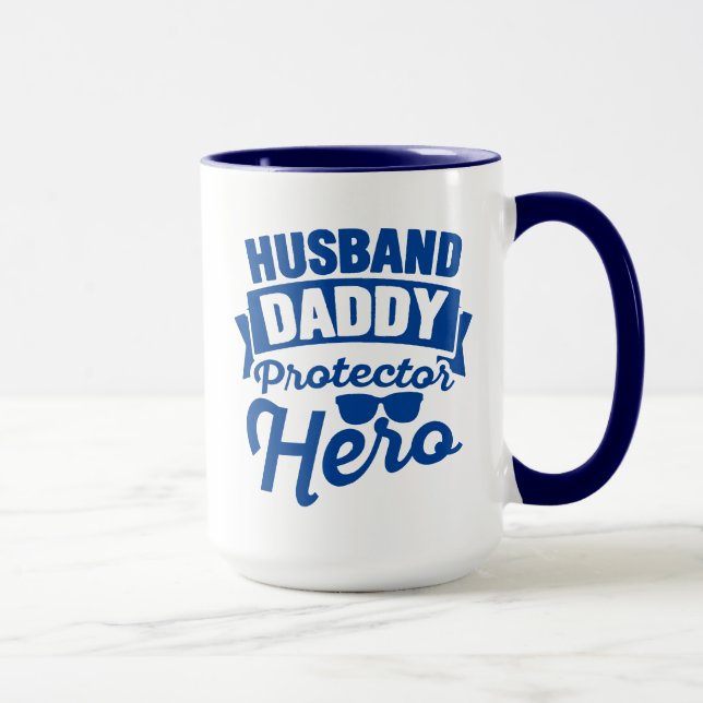 Mann. Papa. Beschützer. Held. Tasse (Rechts)