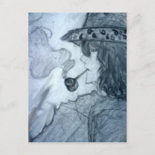 Mann rauchende Pfeife Manga Anime Postkarte