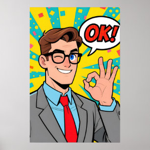 Mann sagt OK Pop Art Poster
