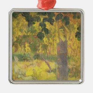 Mann-Sammeln-Frucht Paul Gauguins   von einem Silbernes Ornament