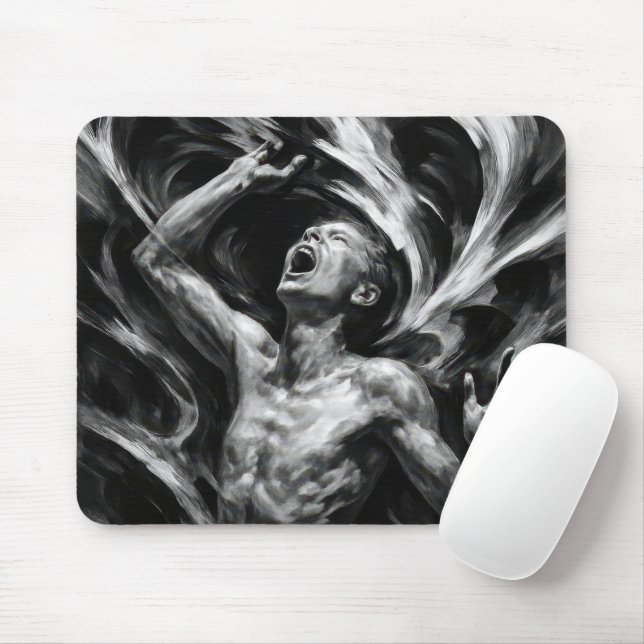 Mann schreit in Anguisch Mousepad (Mit Mouse)